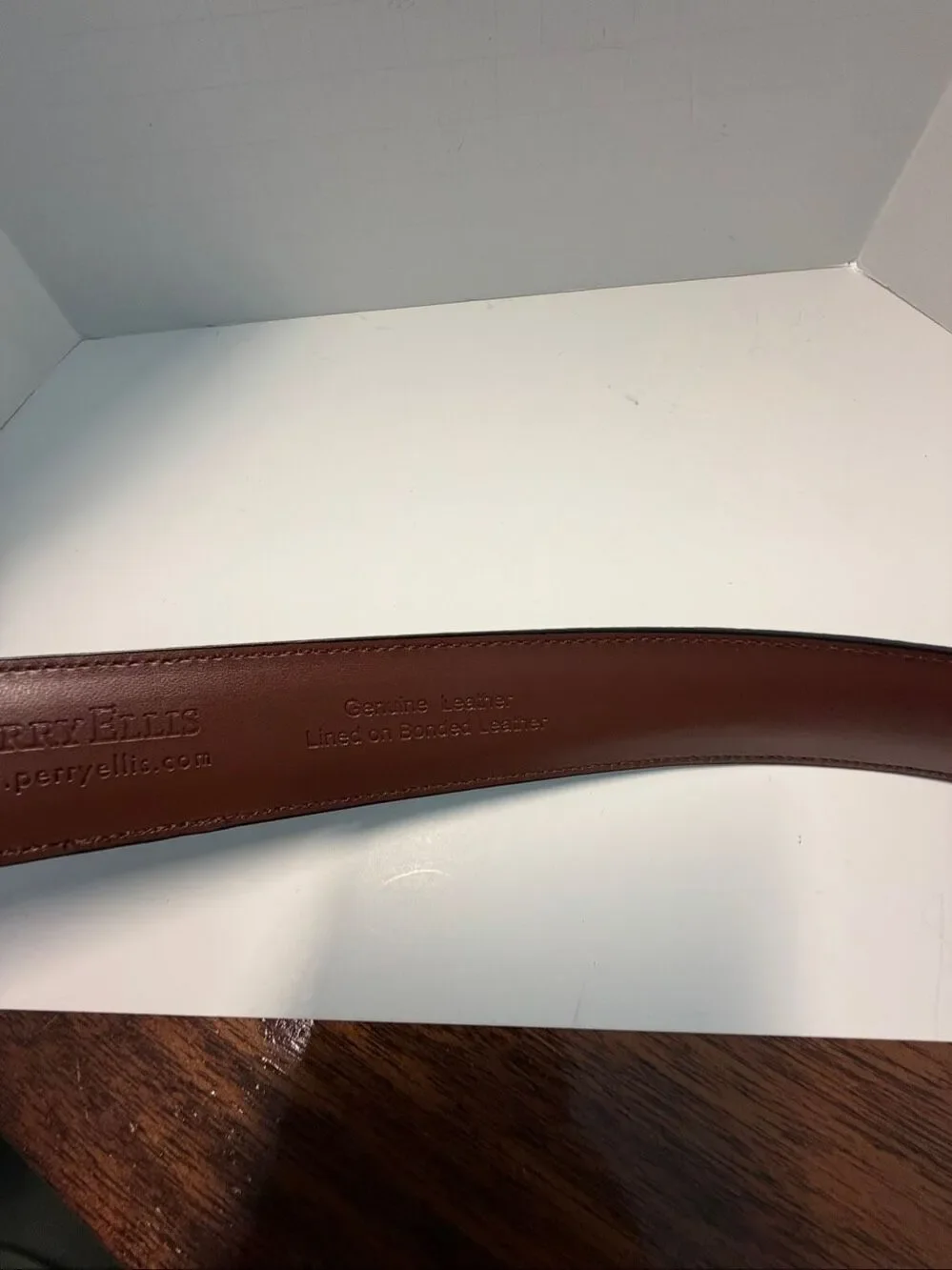 Perry Ellis Black Leather Belt Mens Size 46